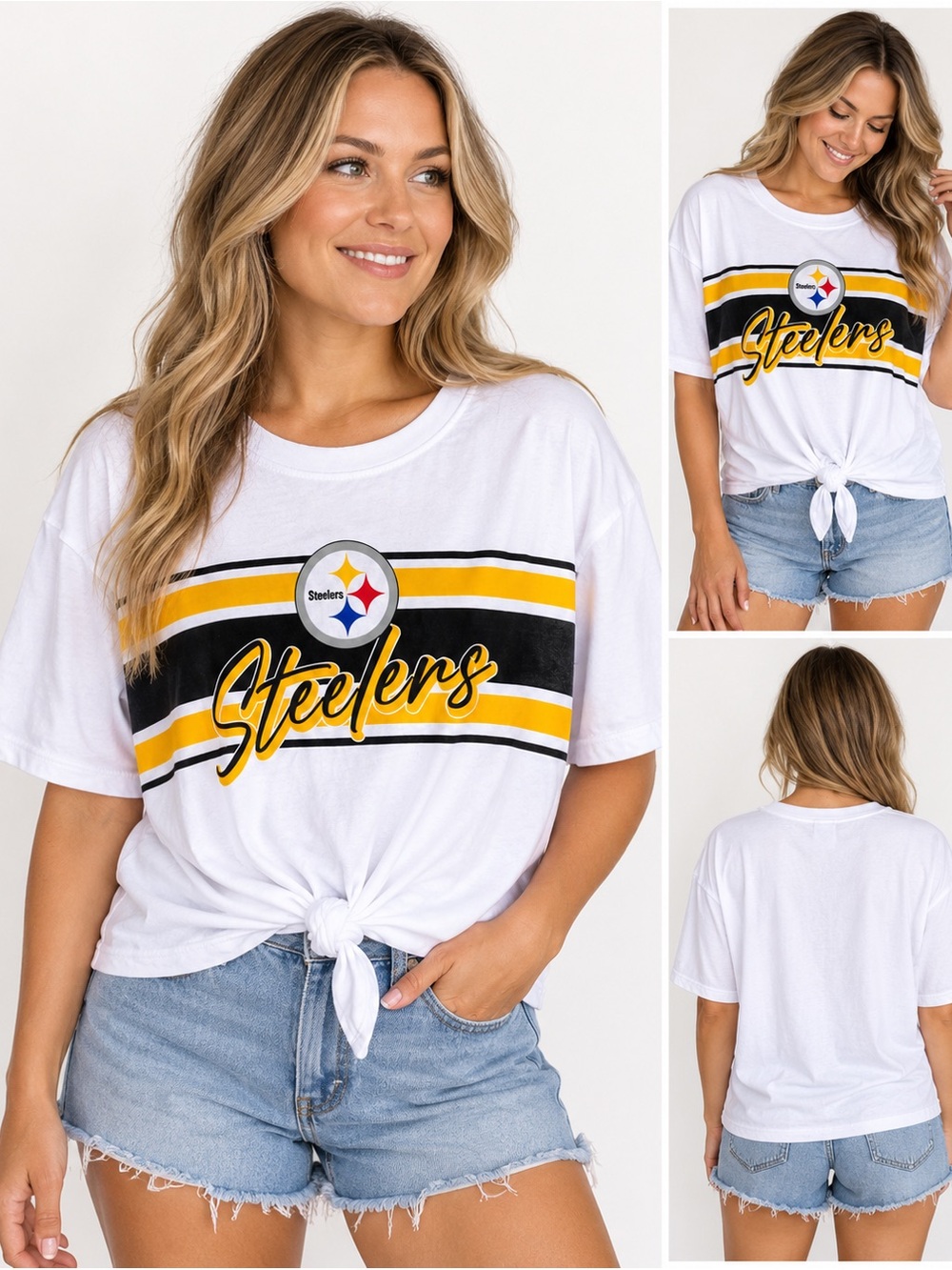 Pittsburgh Steelers WEAR by Erin Andrews Women’s XL Tie Front T-Shirt